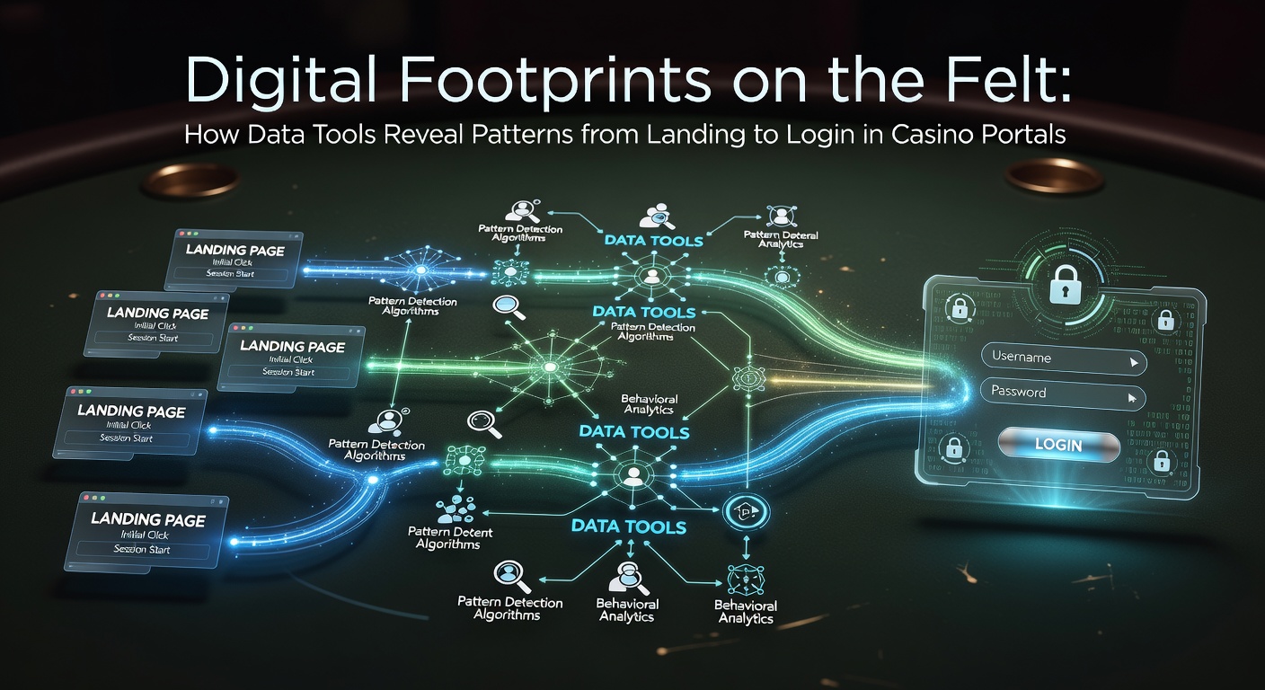 Data visualization dashboard showing user journey patterns from casino portal landing pages to login screens