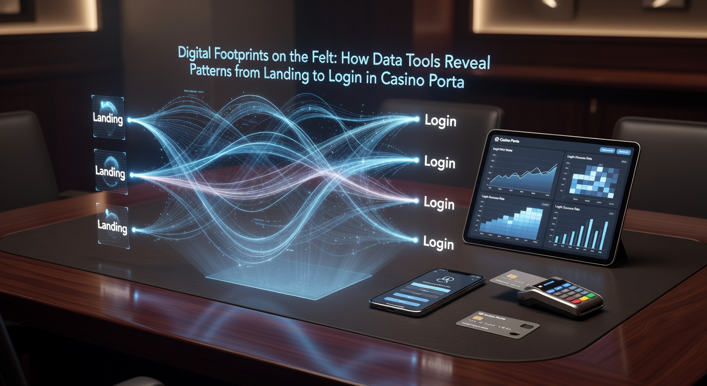 Analytics interface displaying login conversion metrics and user pathway heatmaps on a casino portal dashboard