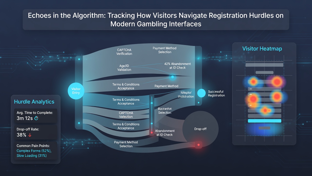 Analytics dashboard displaying registration funnel metrics and navigation paths on gambling websites