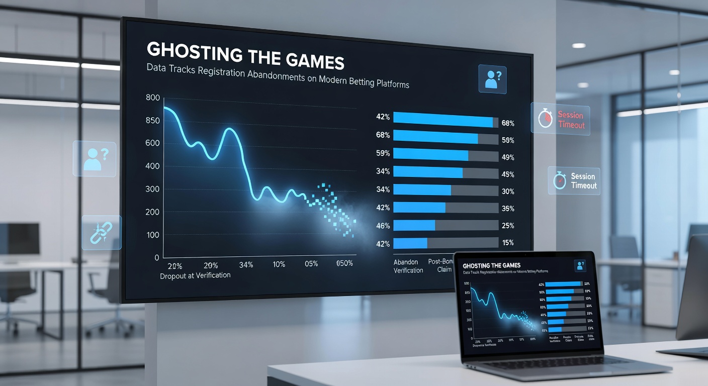 Infographic detailing common registration abandonment points on betting apps, including form length and verification delays