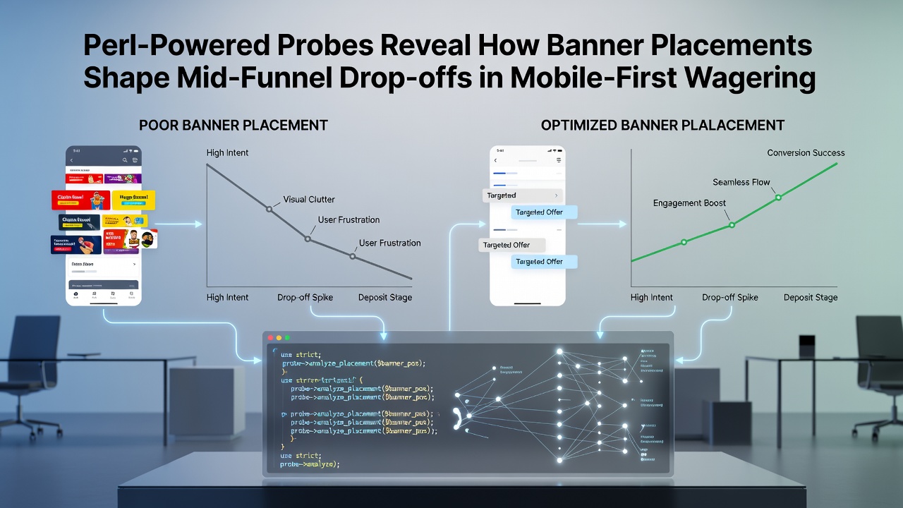 Data visualization of drop-off rates at different banner positions in mobile betting funnels