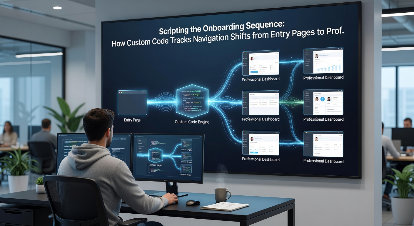 Flowchart illustrating custom script integration for tracking shifts in user navigation on betting portal onboarding sequences
