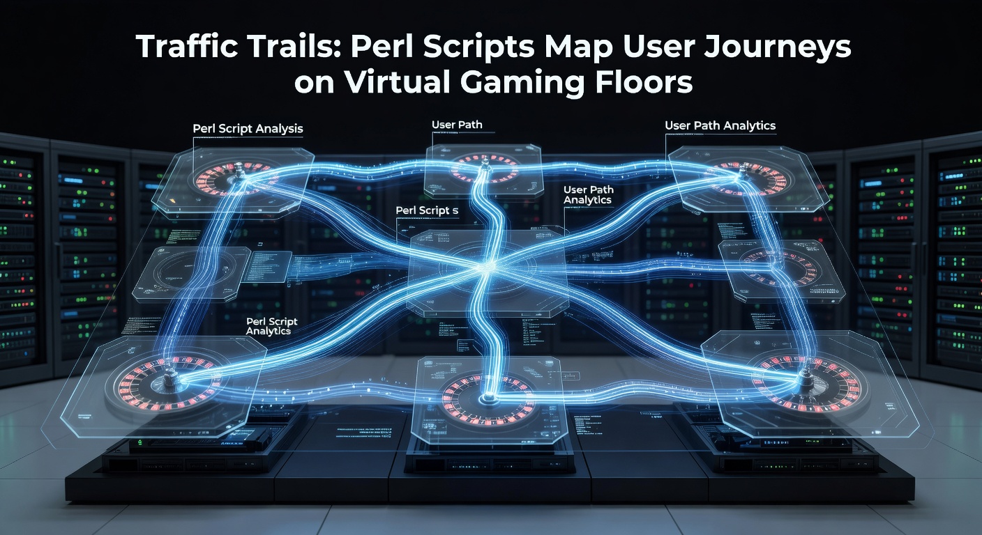 Close-up heatmap generated by Perl script showing dense user traffic lines converging on popular virtual slot machines and table games