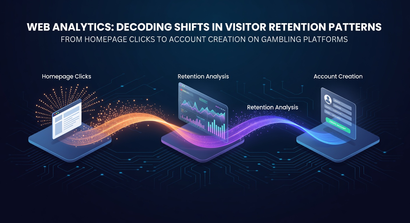 Analytics dashboard displaying visitor flow from homepage clicks toward account registration on a gambling platform